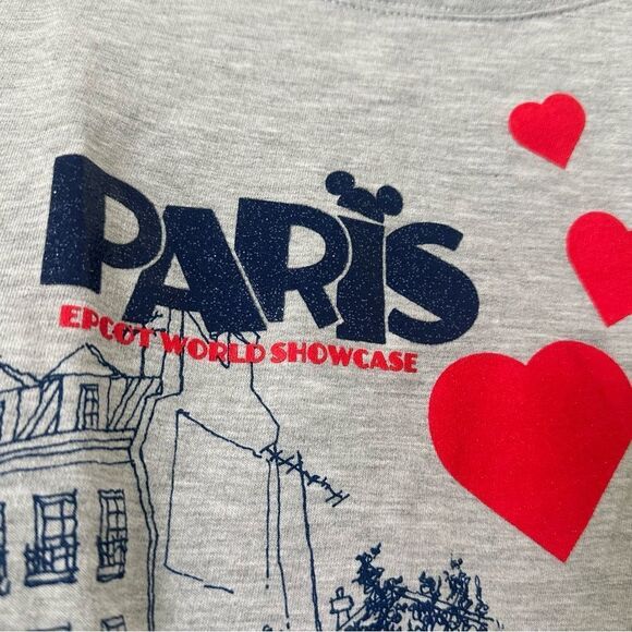 Disney Parks Paris Epcot World Showcase Mickey Minnie Mouse Gray Top Sz Large - Picture 2 of 8